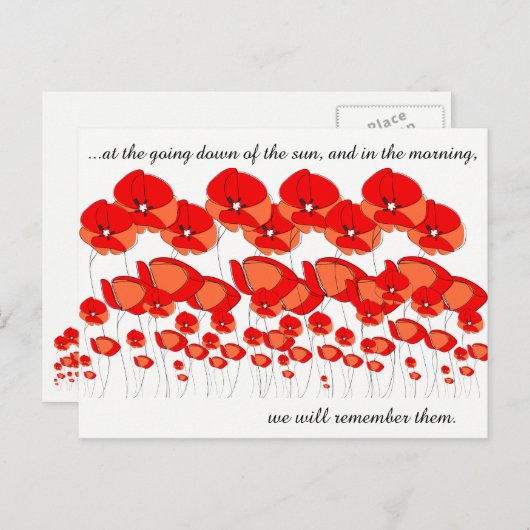 Rood en wit Briefkaart Lest We vergeten (Voorkant / Achterkant)