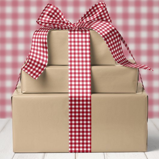 Rood en wit buffelplaid Kerstmis Lint