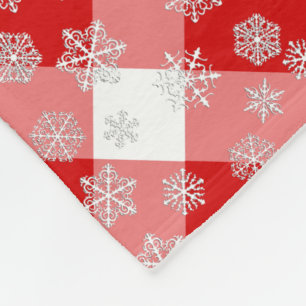 Rood en wit buffelruitpatroon met sneeuwvlokken fleece deken