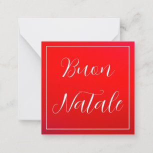 Rood en wit Buon Natale Greeting Notitiekaartje