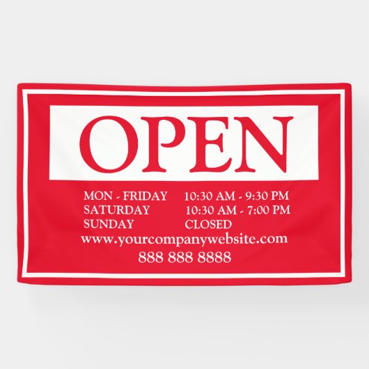 Rood en Wit Business Open Schema Spandoek (Horizontaal)