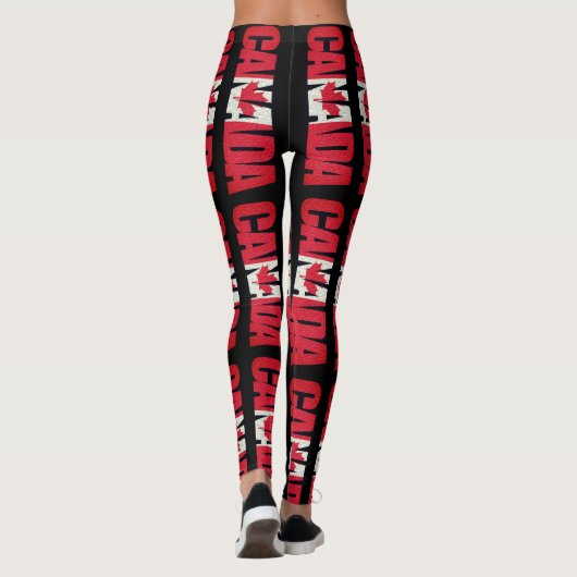 Rood en Wit Canada en Maple Leaf Leggings (Achterkant)