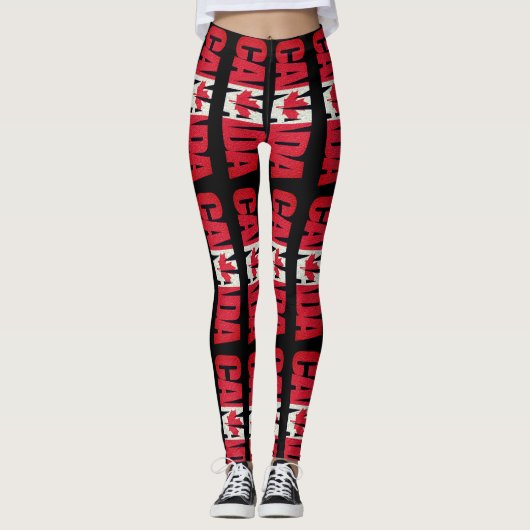 Rood en Wit Canada en Maple Leaf Leggings (Voorkant)