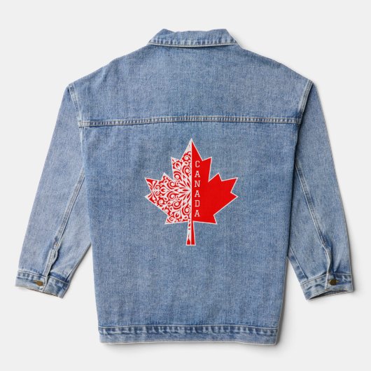 Rood en Wit Canadees Maple Leaf CANADA Denim Jacket (Achterkant)