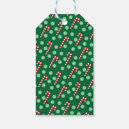 Rood en Wit Candy Cane Pattern Gift Label Cadeaulabel (Voorkant)
