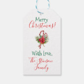 Rood en Wit Candy Cane Pattern Gift Label Cadeaulabel (Achterkant)