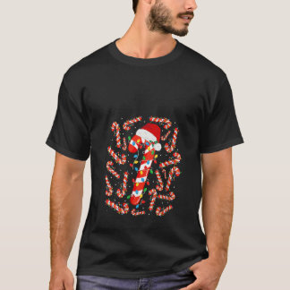 Rood en Wit Candy Cane Santa Kerstmis Grappig Xma T-shirt