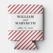 Rood en wit Candy Cane Stripe Wedding Blikjeskoeler (Achterkant)