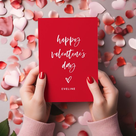 Rood en Wit Casual Script en Hart Valentijn Magnetische Uitnodiging
