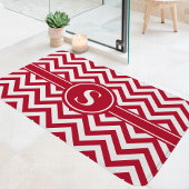 Rood en wit Chevron monogram Badmat