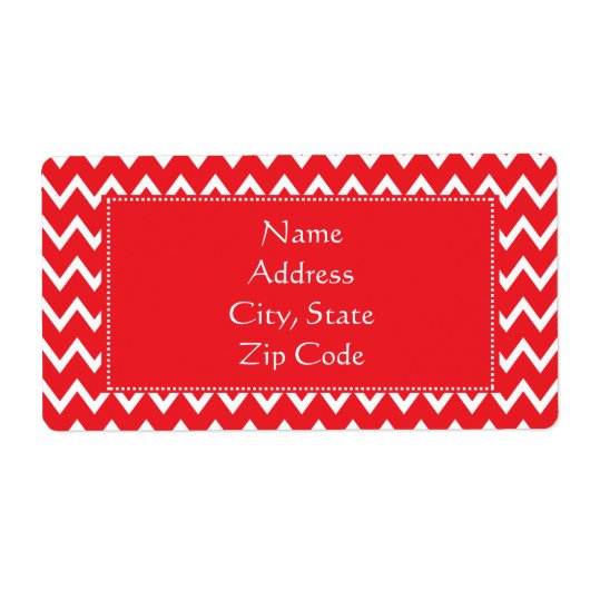 Rood en wit Chevron Pattern Etiket (Voorkant)