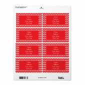 Rood en wit Chevron Pattern Etiket (Full Sheet)