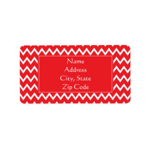 Rood en wit Chevron Pattern Etiket