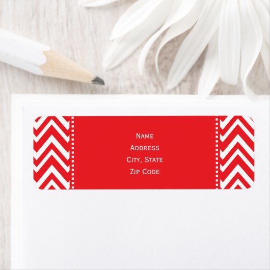 Rood en wit Chevron Pattern Etiket (Insitu)