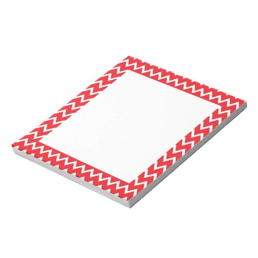 Rood en wit Chevron Pattern Notitieblok (Gedraaid)