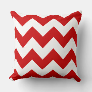 Rood en wit Chevron Zigzag Patroon Kussen