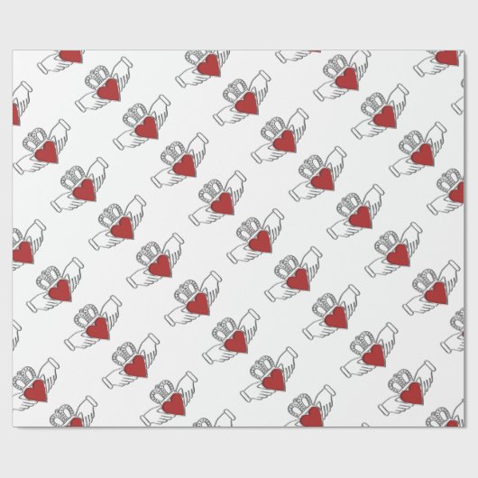 Rood en wit Claddagh Pattern-omslagpapier Cadeaupapier (Vlak)