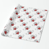 Rood en wit Claddagh Pattern-omslagpapier Cadeaupapier (Uitgerold)