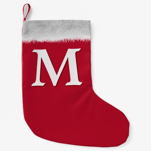 Rood en wit Classic Monogram Kerstkous Kleine Kerstsok (Voorkant)