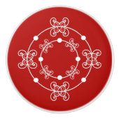 Rood en wit | Concentrische cirkels Decoratieve kn Keramische Knop (Voorkant)