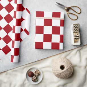 Rood en wit dambord cadeaupapier