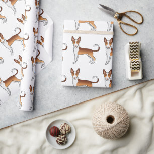 Rood en wit draadharige Ibizan Hound hondenpatroon Cadeaupapier
