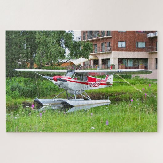Rood en wit drijfvliegtuig, meer van Hood, Alaska Legpuzzel (Horizontaal)