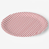 Rood en wit dunne streep papieren bordje (Gekanteld)