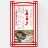 Rood en wit Eén foto Geometrisch Afstudeerder Spandoek (Verticaal)