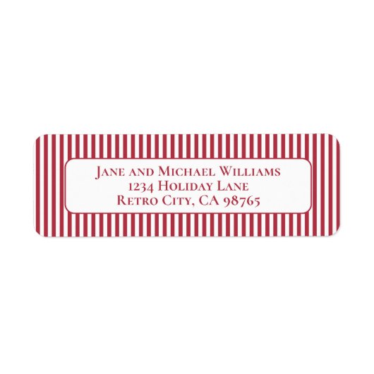 rood en wit eenvoudige kerststreep etiket (Voorkant)