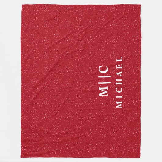 Rood en Wit Eenvoudige Strooi Modern Monogram Fleece Deken (Voorkant)