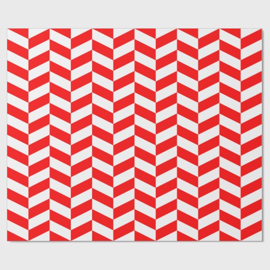 Rood en wit Extra Groot Herringbone Cadeaupapier (Vlak)