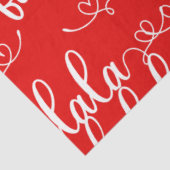 Rood en wit Fa la la Hearts Kerstmis Tissuepapier (Detail)