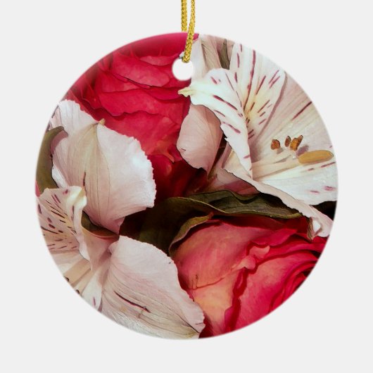 Rood en wit floreel geluk keramisch ornament (Voorkant)