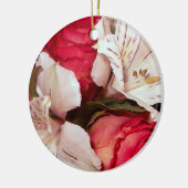 Rood en wit floreel geluk keramisch ornament (Links)