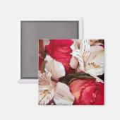 Rood en wit floreel geluk magneet (Voorkant / Achterkant)