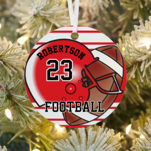 Rood en wit Football Metalen Ornament