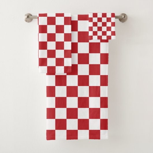 Rood en wit gecheckt patroon bad handdoek (Insitu)