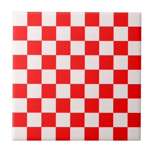 Rood en wit gecheckt patroon tegeltje (Voorkant)