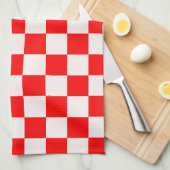 Rood en wit gecheckt patroon theedoek (Quarter Fold)