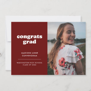 Rood en Wit Gefeliciteerd Afstudeerder Twee Foto A Aankondiging