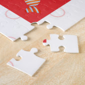 Rood en wit geïllustreerde kerst puzzel (Zijkant)