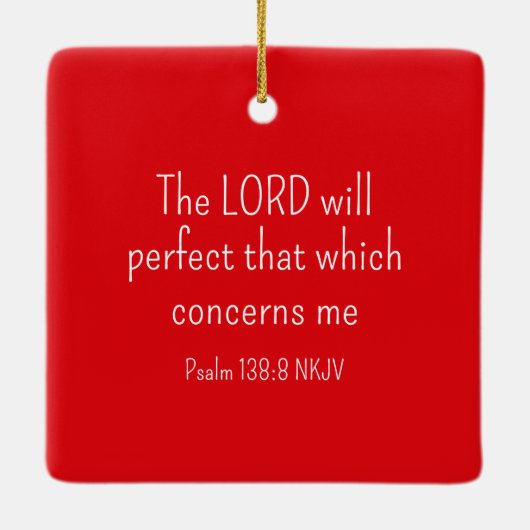 Rood en wit geloof in God Bijbelvers Keramisch Ornament (Achterkant)