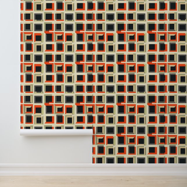 Rood en wit geometrisch behang (Applicatie)