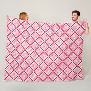 Rood en wit geometrisch geruit patroon retro fleece deken