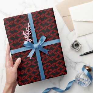 : rood en wit geometrisch golfpatroon cadeaupapier