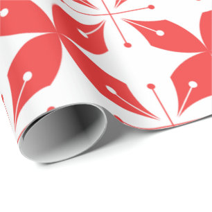 Rood en wit geometrisch patroon met gestileerde cadeaupapier