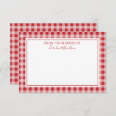 Rood en Wit Gepersonaliseerd Gingham Patroon Bedankkaart (Voorkant / Achterkant)
