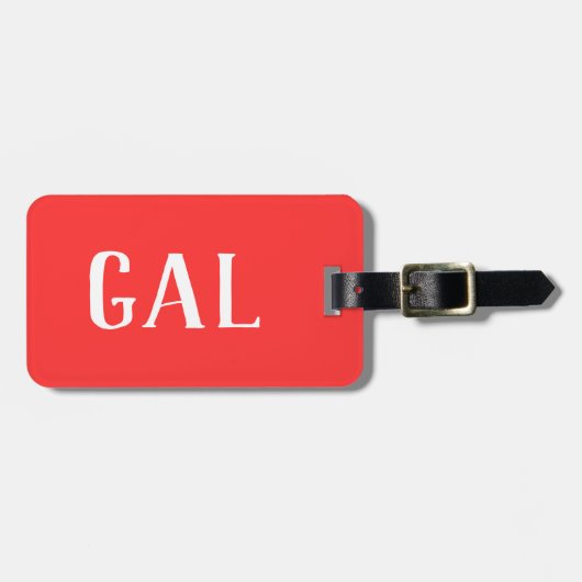 Rood en wit gepersonaliseerd Monogram Bagagelabel (Voorkant horizontaal)