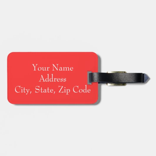 Rood en wit gepersonaliseerd Monogram Bagagelabel (Achterkant horizontaal)
